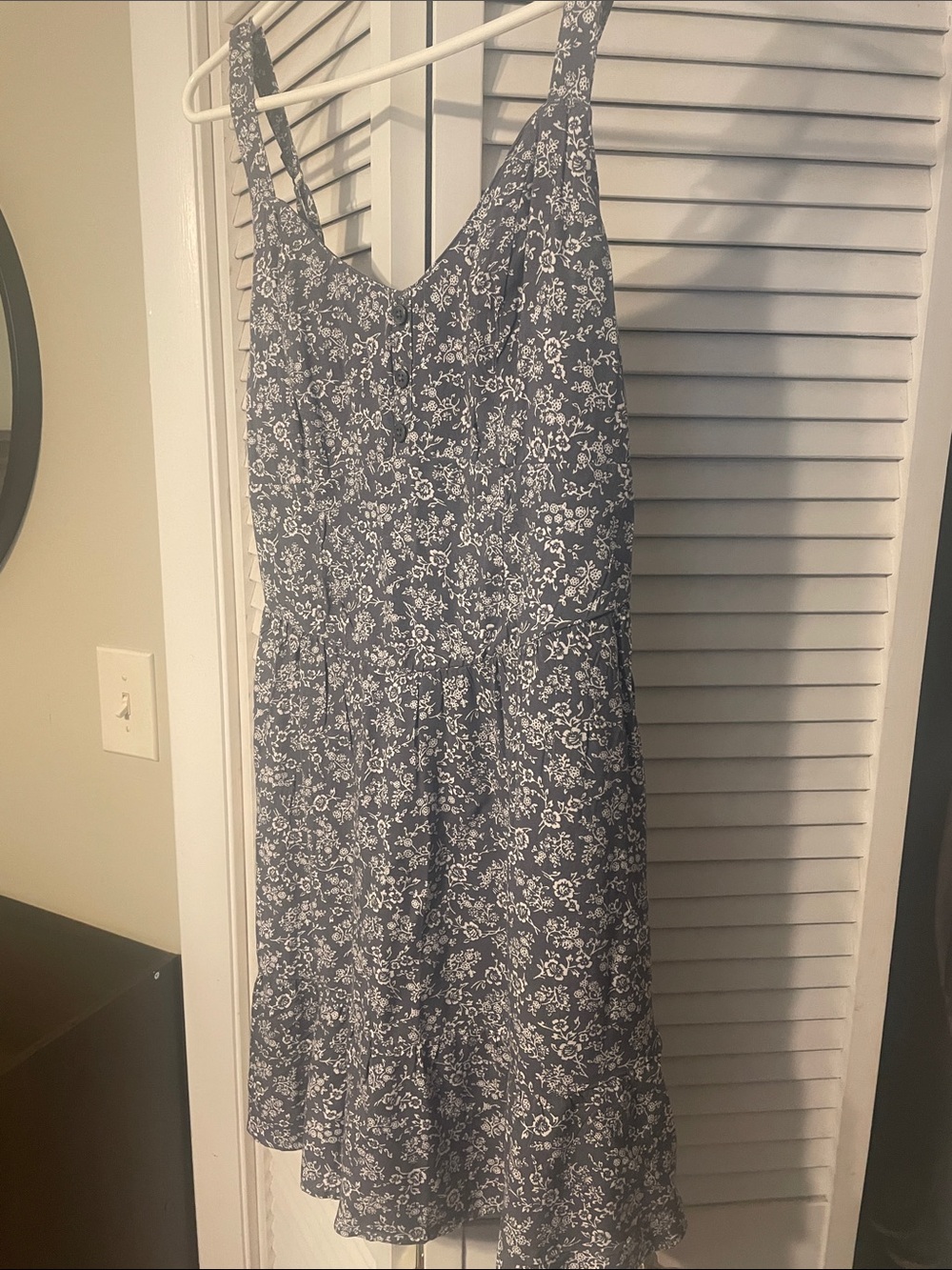 Hollister Navy and White Floral Midi Dress